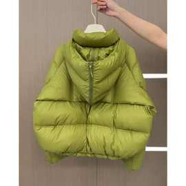 超好看绿色短款羽绒服女冬季2025新款感小个子面包服外套