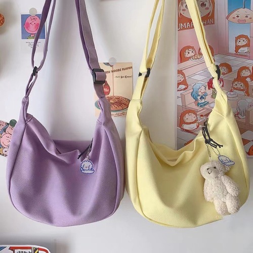 Korean Version New Candy Color Waffle Fabric Literary Cross-border Student Versatile Simple Daily Women's Single Shoulder Crossbody Bag