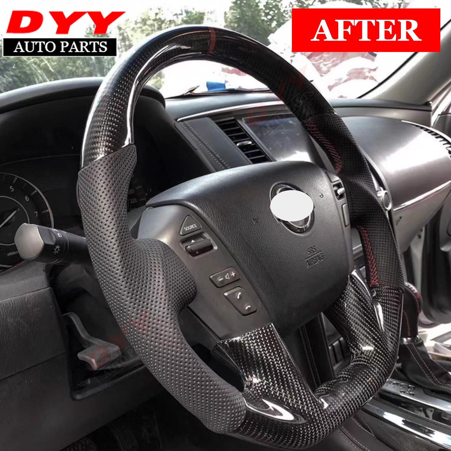 Suitable for 2012-2026 Patrol Y62 Genuine Carbon Fiber Steering Wheel Cross-Border Foreign Trade Accessories Modification
