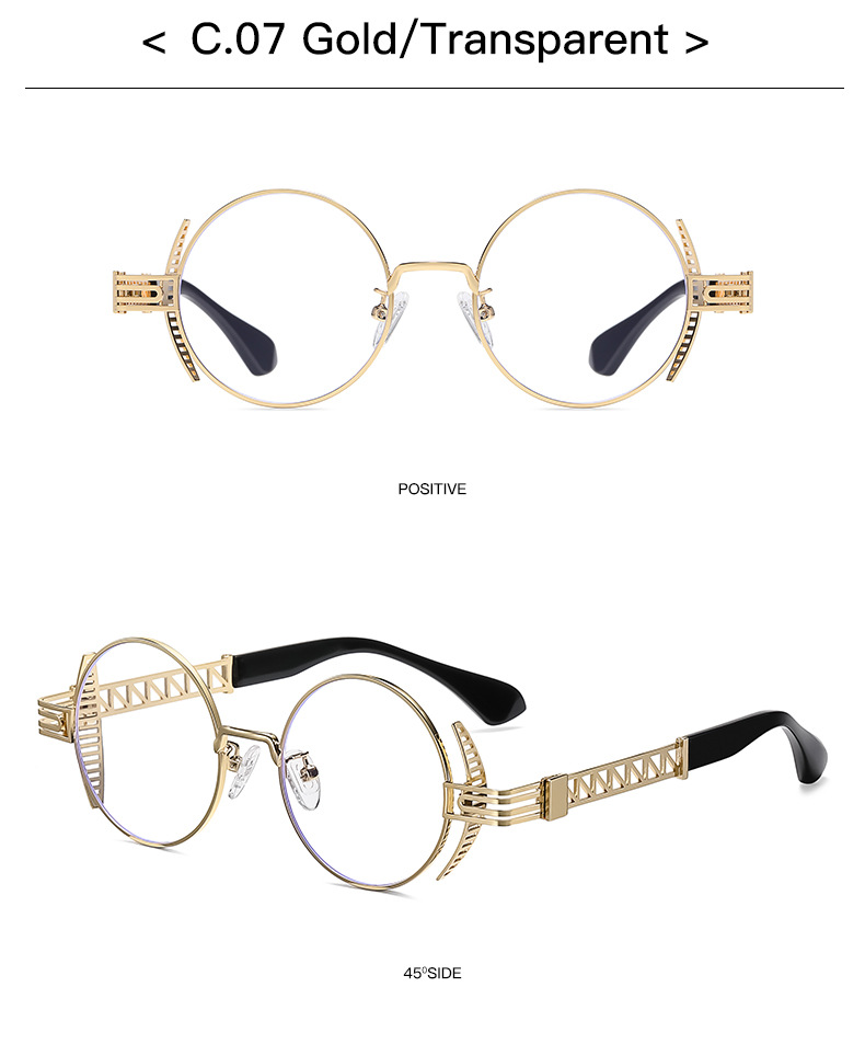 Hip Hop Punk Color Sólido C.A. Protección UV400 Marco Redondo Fotograma Completo Gafas De Sol Mujer display picture 7