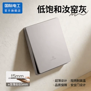 国际电工超薄雾面哑光86型开关插座家用暗装墙壁插一开五孔