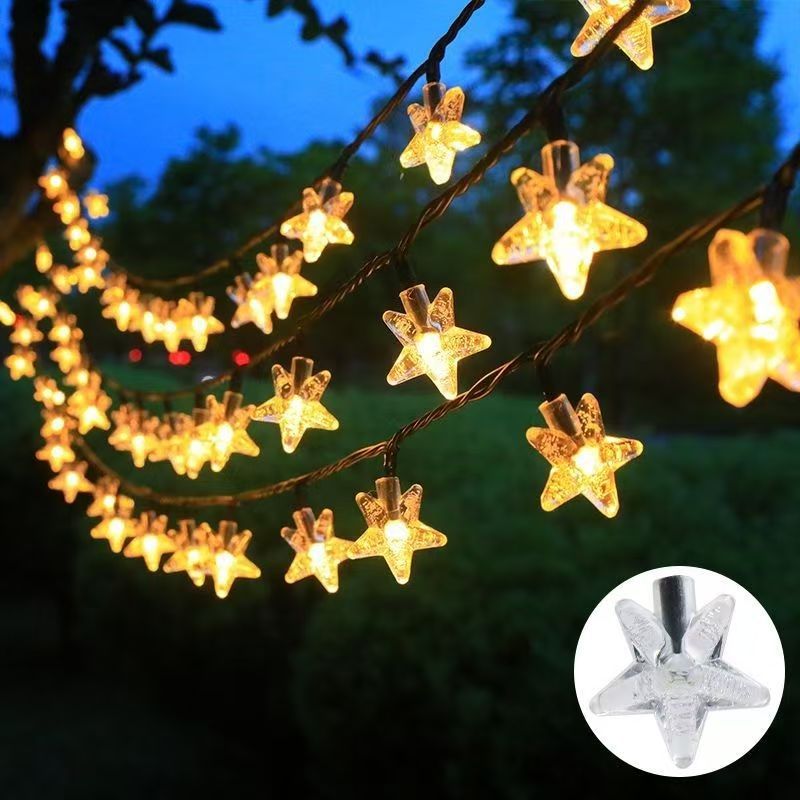 Transfronterizos LED cadena de luz ambiente de patio luz de Navidad lámpara de decoración al aire libre lámpara solar impermeable colgar árbol lámpara de color