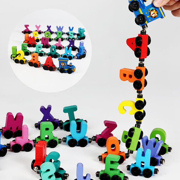 Wooden magnetic digital train