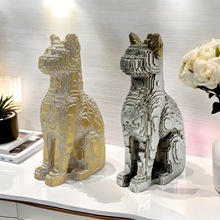 新款北欧积木坐姿猫摆件家居酒柜客厅玄关桌面动物树脂工艺品装饰