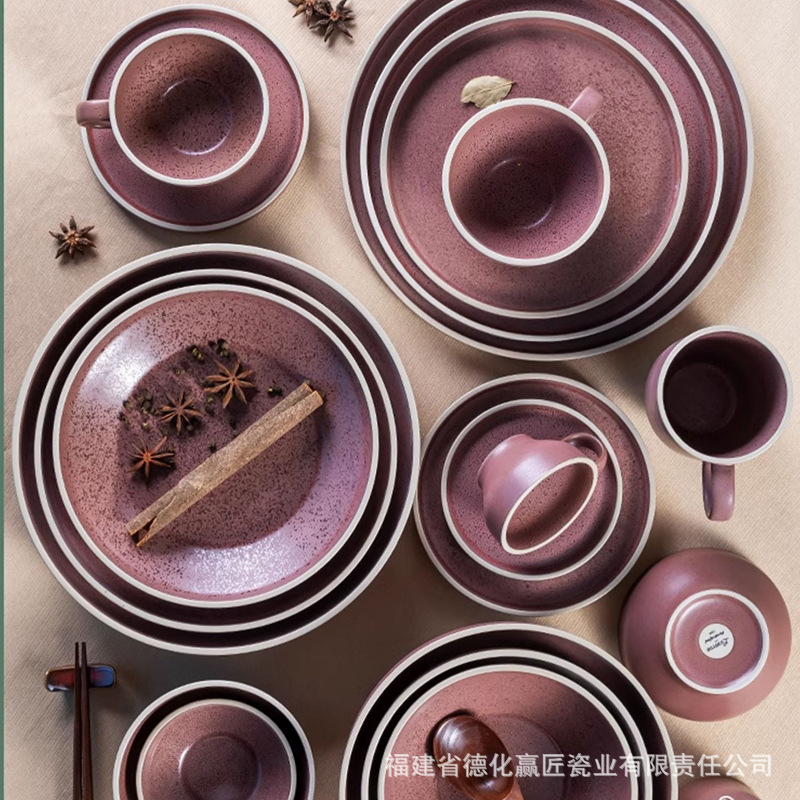 Kilno Lz nuevo hueso serie de ceniza de porcelana japonesa retro exquisita cubiertos caseros platos de sopa platos