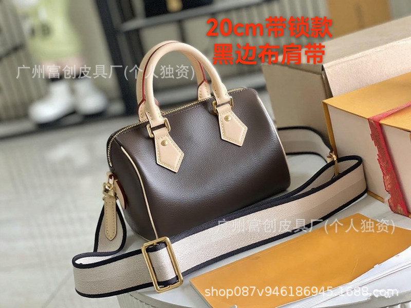 实物带LOGO全钢老花speedy20斜跨单肩女包波士顿nano迷你枕头包女|undefined