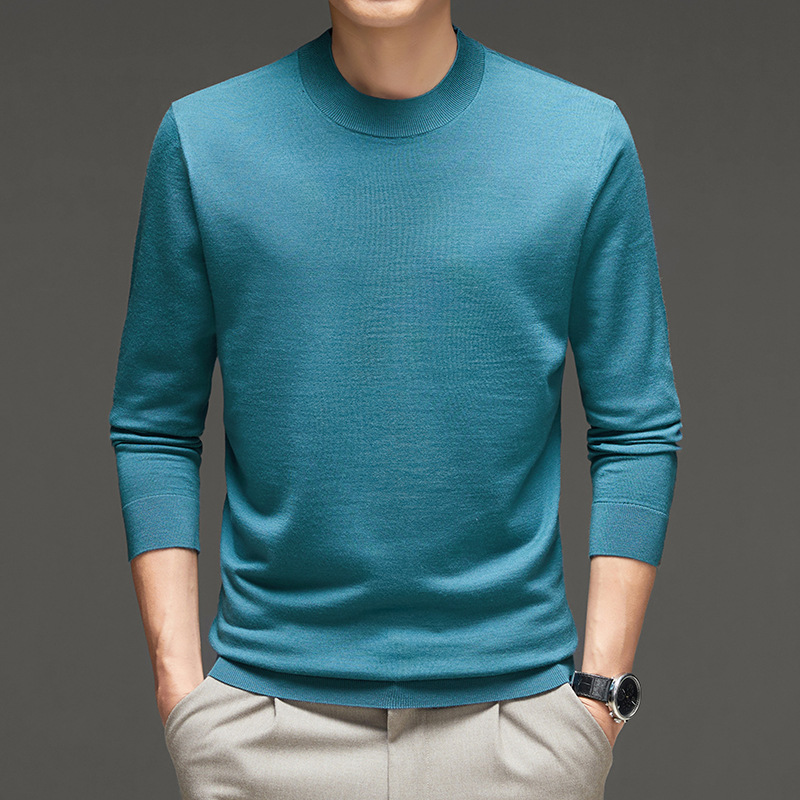 기계 세탁기 48 PCTS 최악의 스웨터 남자의 가을 및 겨울 얇은 순수한 양모 라운드 넥 티셔츠 니트 티셔츠 탑
