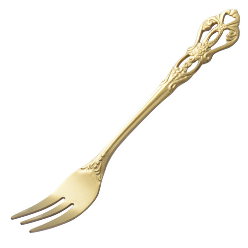 Creative stainless steel gold crown handle coffee stirring spoon three-tooth cake fork dessert fork fruit fork