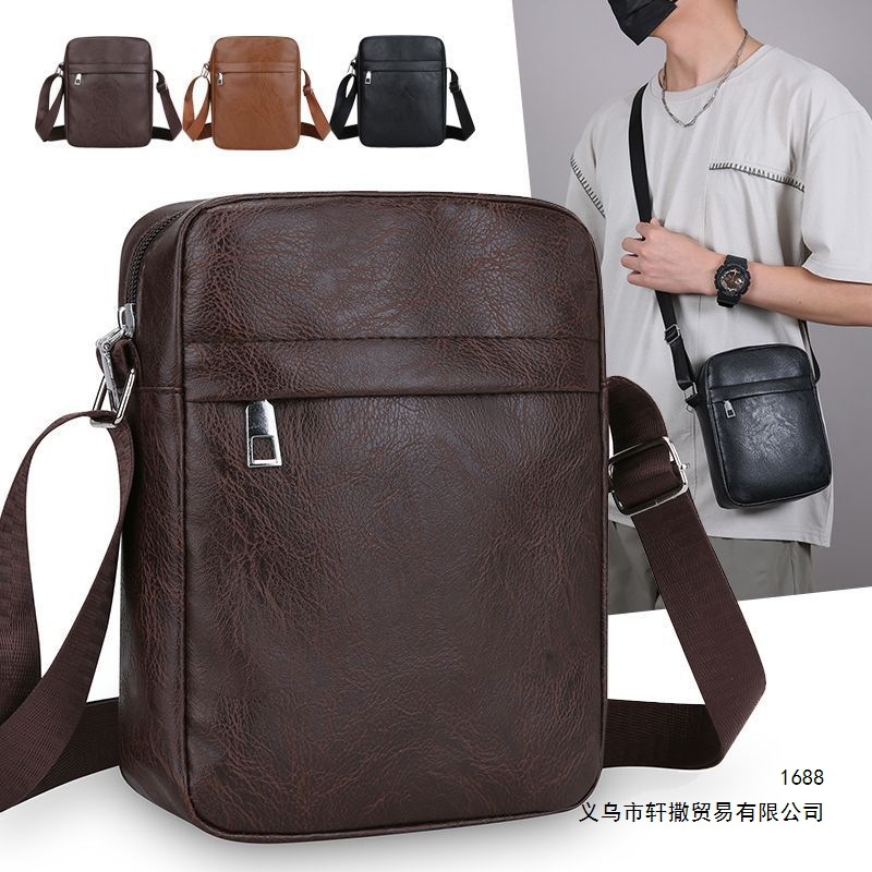 2026 New Men's Crossbody Bag Business Casual Waterproof Backpack Small Single-Shoulder Korean Style Trendy Men's Bag Vertical Mobile Phone Bag