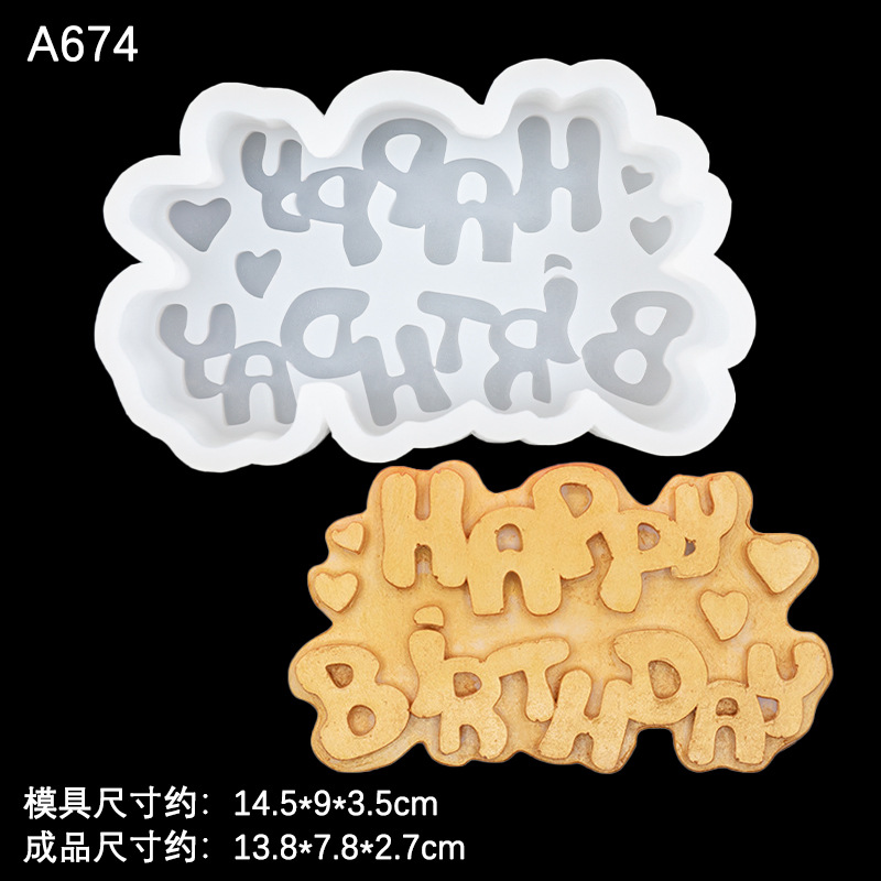 HAPPY BIRTHDAY feliz cumpleaños letras molde de silicona yeso vela aromaterapia molde de jabón hecho a mano