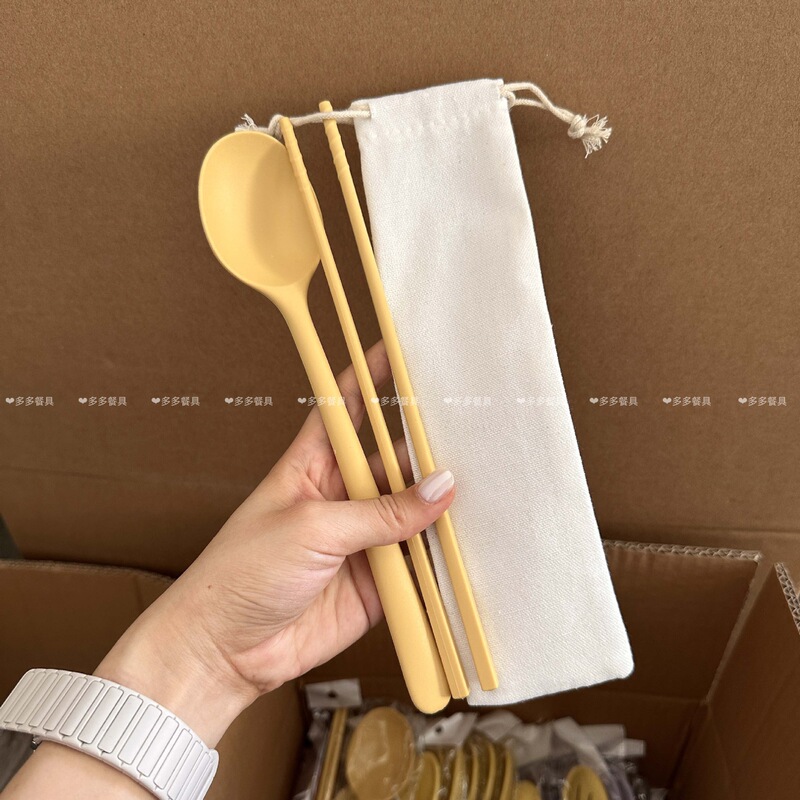 润多多食品级硅胶勺子筷子套装学生上班族餐具耐高温家用便携餐具|undefined