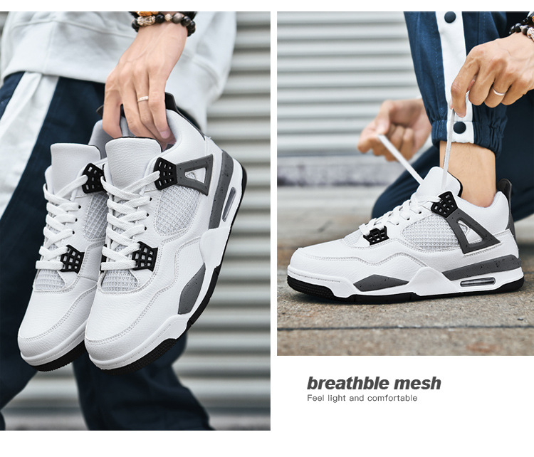 Giày thể thao nam AJ4 phong cách đường phố, sneaker unisex dễ phối đồ — AJ4 đen xám chi tiết 34