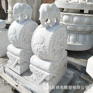 定制石雕仿古门墩家居庭院酒店门口多样式一对旧抱鼓石厂家供应