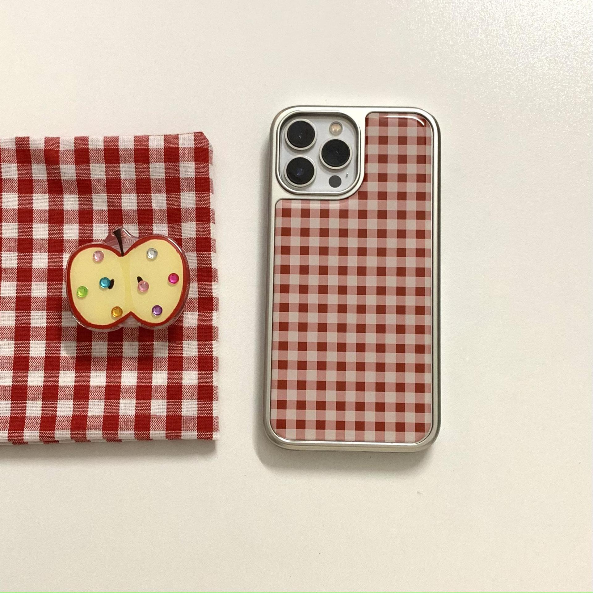 Diamante de color a cuadros rojo de alta calidad Apple para iPhone 15Pro funda para teléfono móvil 16ProMax epoxi 14/13