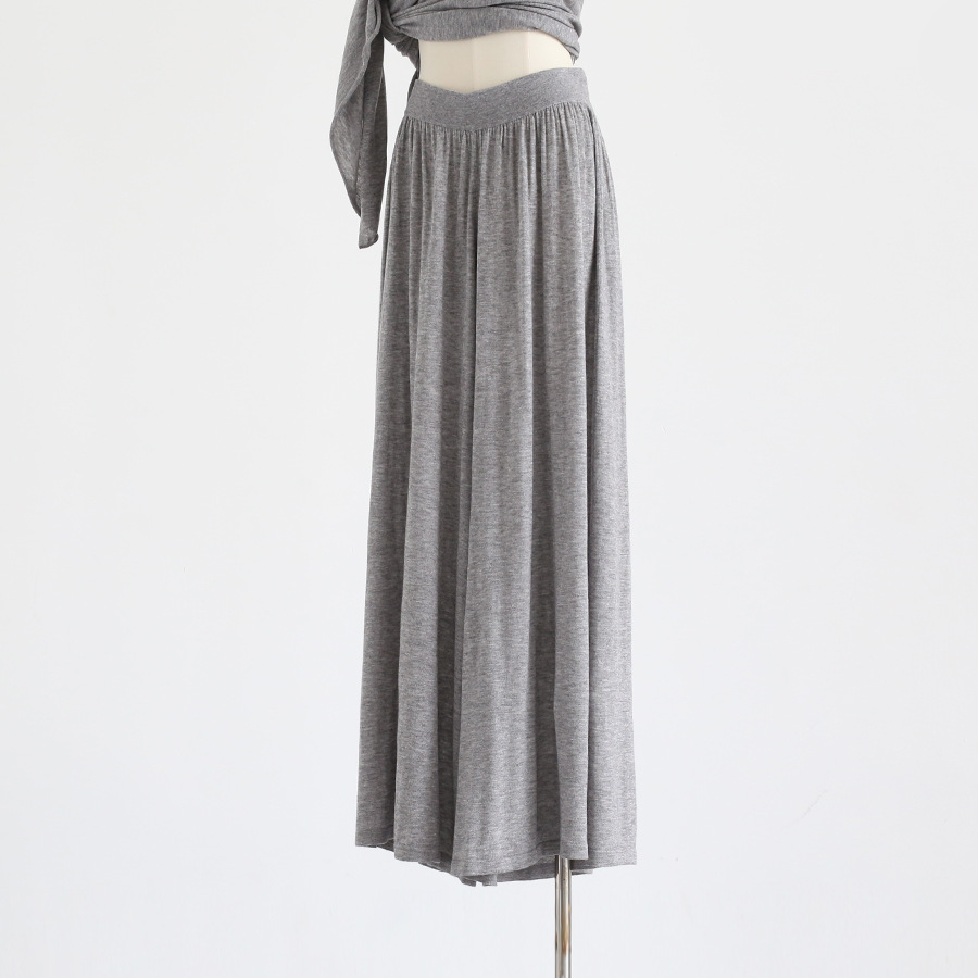 秋冬法式高腰针织阔腿裤裙长裤时髦慵懒气质随性遮肉显瘦醋酸羊毛