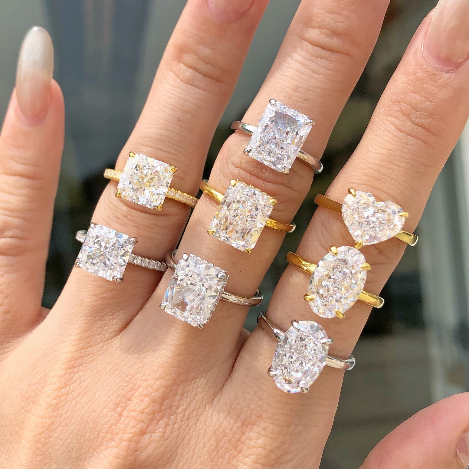 6g Weight Zircon Inlay Material Rings Classification 5, 9 Ring Size 1 Piece Quantity Holiday, Daily Occasion 925 Sterling Silver Material Geometric, Heart Shape Pattern Women's Gender Plating, Inlay Design Elegant Style 925 Sterling Silver Zircon Geometric Heart Shape Rings 无