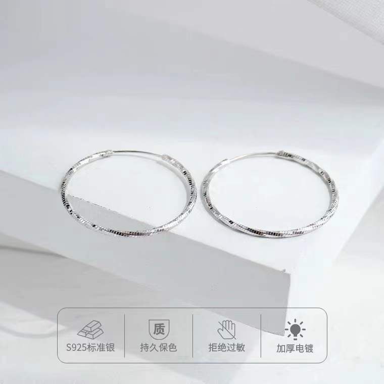 S925純銀満天星耳輪女性ファッションボヘミアン車花輪大イヤリングシンプルで冷たい風耳飾り|undefined