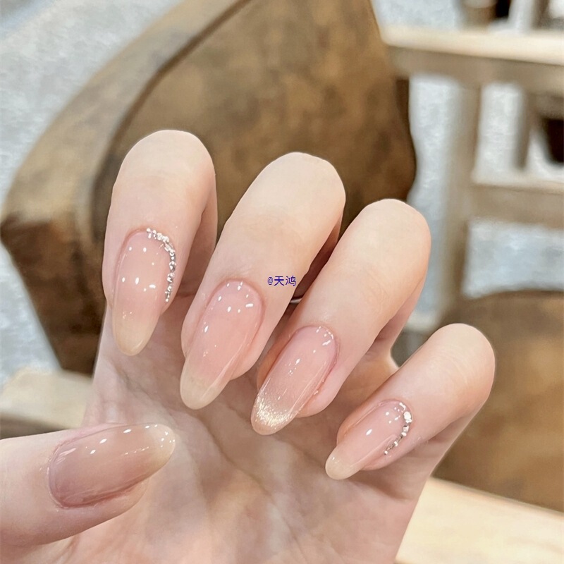 Zhitu Handmade Wearable Nails 2025 New Year Cat Eye Nude Pink Zhen Huan Whitening Medium Long Almond Nail Art Patch Zhitu Handmade Wearable Nails 2025 New Year Cat Eye Nude Pink Zhen Huan Whitening Medium Long Almond Nail Art Patch
