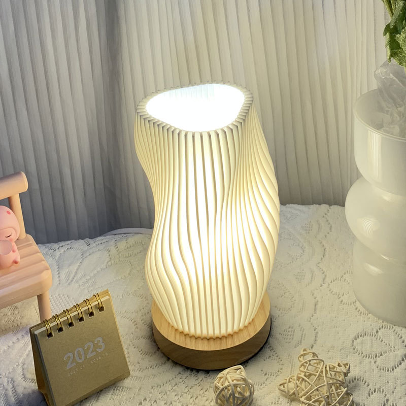 Lámpara de mesa de dormitorio de madera maciza moderna simple protección ocular decoración transfronteriza atmósfera creativa luz nocturna lámpara de noche lámpara de mesa