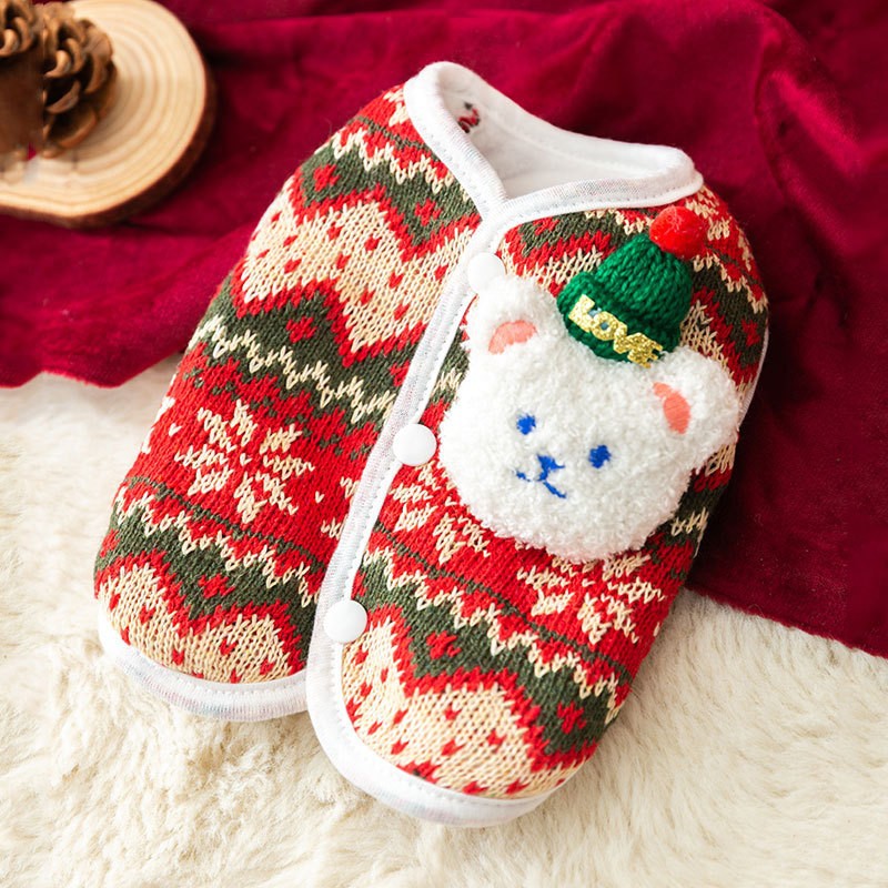 Otoño y invierno pequeño oso rayas cálidos suéter de dos patas Navidad y Año Nuevo mascotas perros y gatos pequeños y medianos ropa