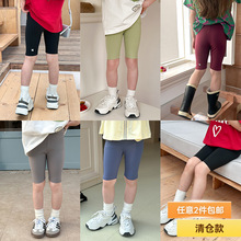 【清仓款】女童瑜伽裤夏儿童纯色骑行裤弹力短裤修身五分打底裤