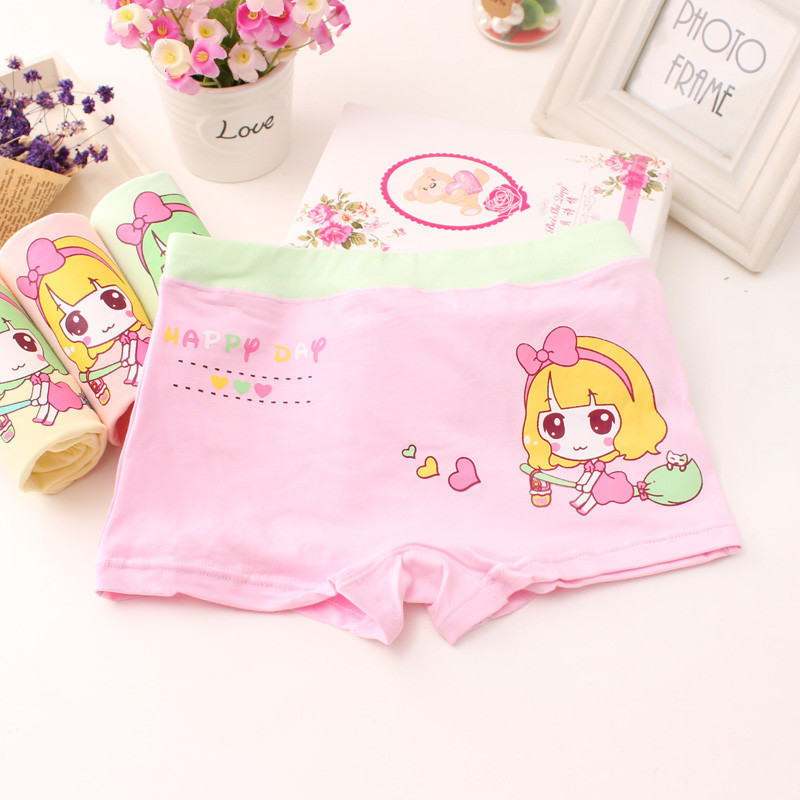 Children's underwear for girls, cute cartoon-style kids, flat-groin underwear for middle-aged girls, wholesale for baby girls