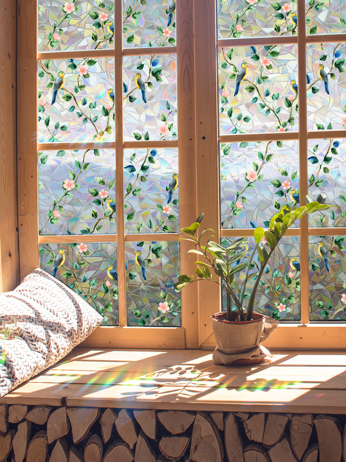 140g Weight Glass paster Home Textiles & Decor Type PVC Material Leaf Pattern Casual, Pastoral Style Casual Pastoral Leaf PVC Glass Paster Wall Art 190