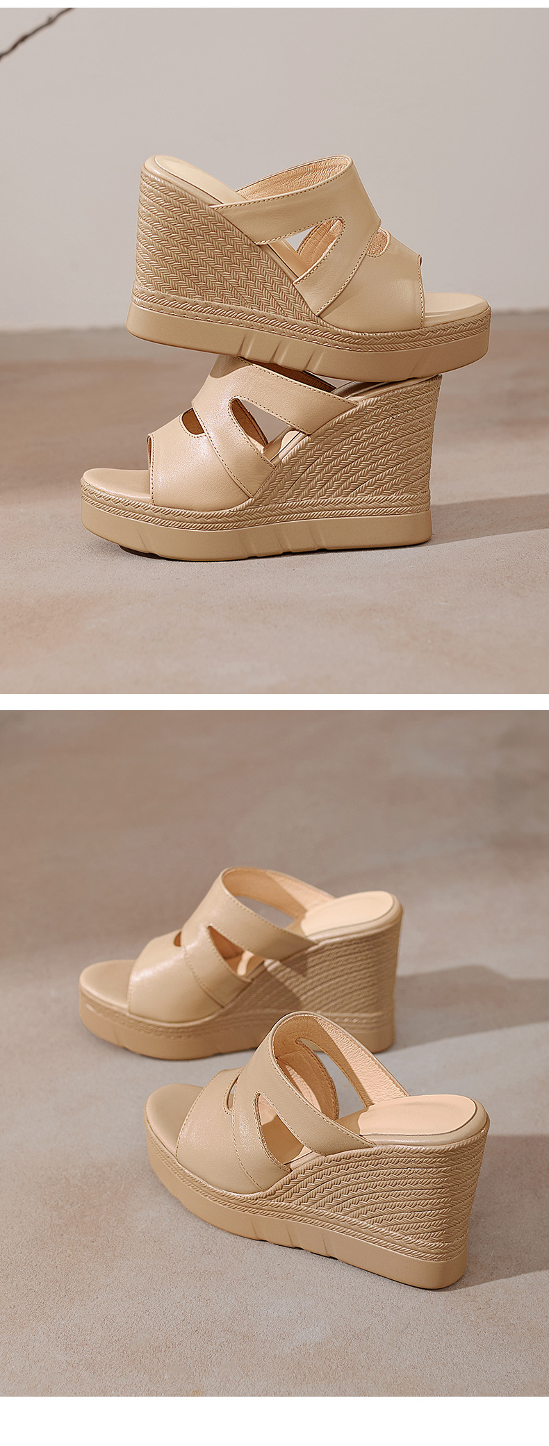 Sandal cao gót nữ hở mũi đế xuồng dày 10 cm — đen chi tiết 11