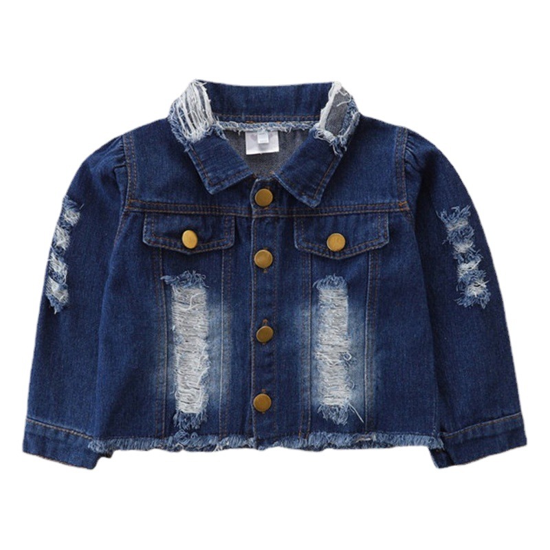 Samgami Baby Cross-Border Kidsren's Clothing Fashionable Kidsren's Denim Jacket Ins Boys and Girls Personalized Ripped Jacket