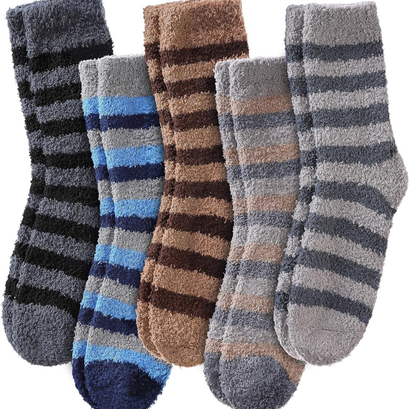 Men's Fuzzy Socks Cozy Fluffy Winter Warm Slipper Socks Soft Home Sleep Socks