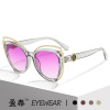 Fashionable sunglasses, metal decorations, trend glasses solar-powered, European style, cat's eye