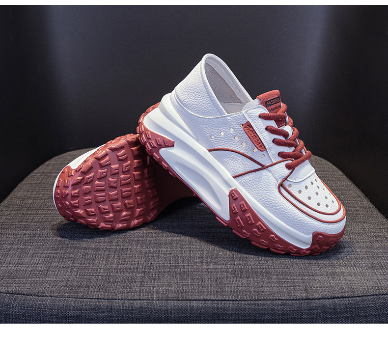 Giày sneaker nữ da thật đế dày phong cách thể thao tăng chiều cao, có thể xỏ như dép, mẫu hè 2026 — M2328 màu tím, M2328 màu đen, M2328 Màu Đỏ, M2328 màu xanh lá chi tiết 21
