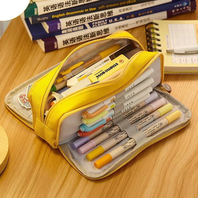 Capacious multilayer Japanese pencil case for students, for secondary school