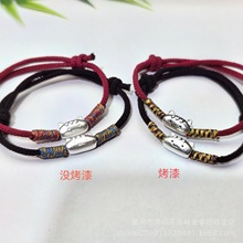 原创设计足银999纯银 手链可爱法棍猫手绳手工编织手绳 3D礼品款