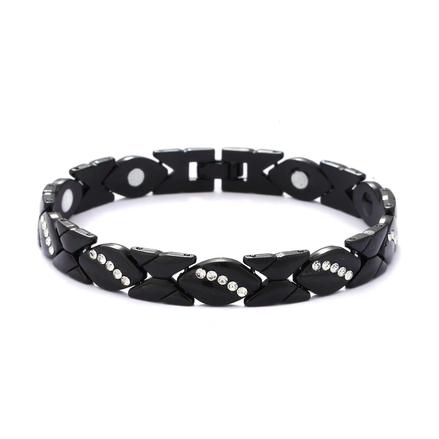 Unisex Gender Plating, Inlay Design Simple Style Geometric Magnet Zircon Alloy Chain-free Chain & Link Bracelets Wholesale
