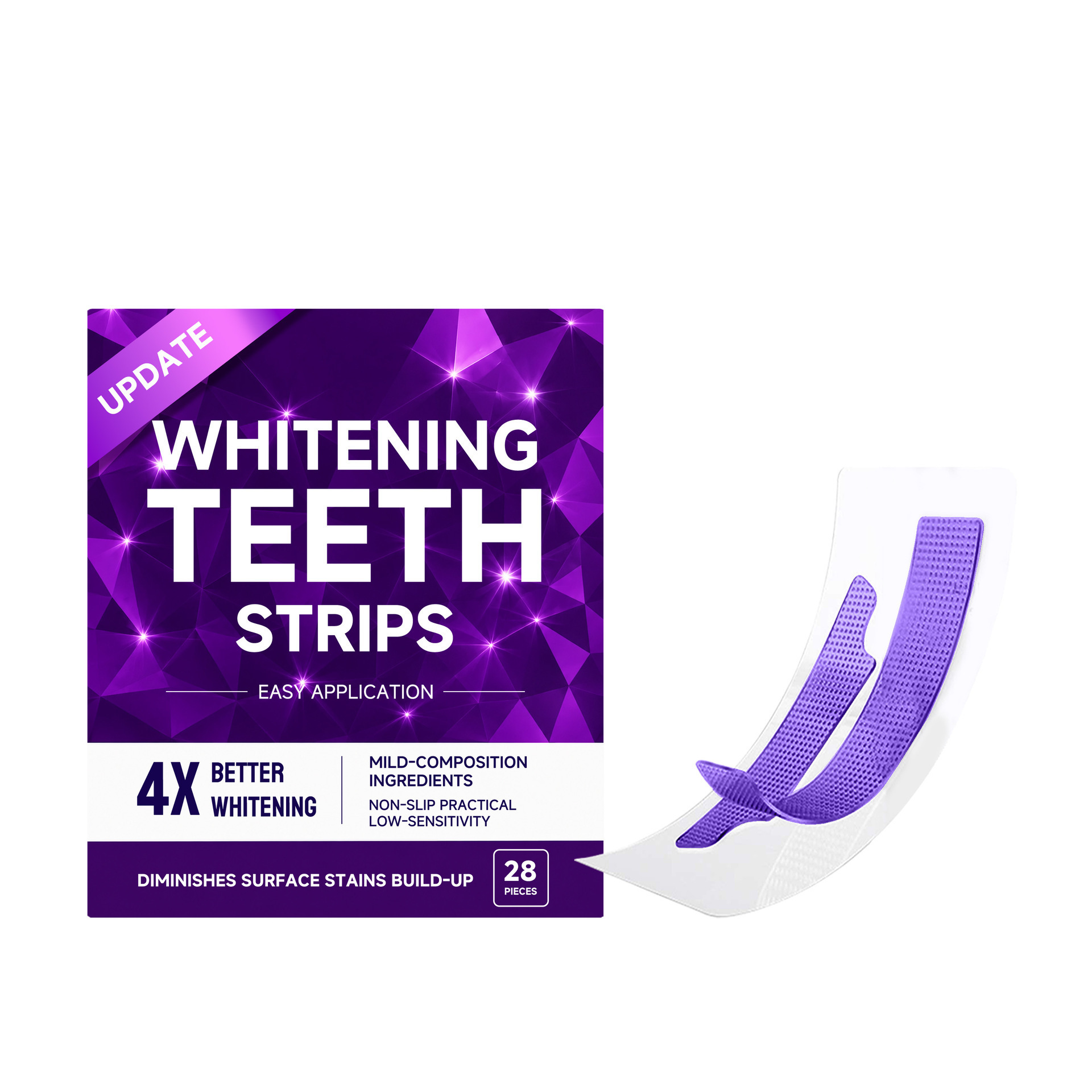 Purple Teeth Whitening Strips - Mint Scent for Fresh Breath
