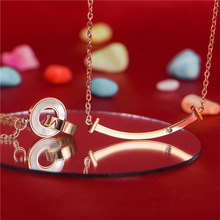 项链 时尚罗马数字双环南非真钻项链锁骨显瘦钛钢项链玫瑰金饰品