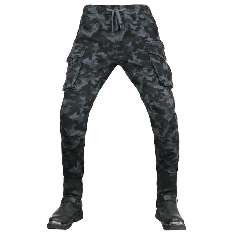 Pantalones de motocicleta Four Seasons pantalones casuales delgados monos de camuflaje negro pantalones de montar en motocicleta hombres y mujeres equipo de protección ajustable