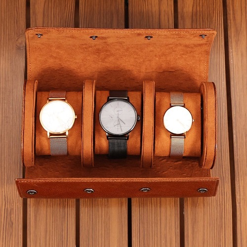 Genuine Leather High-End Handmade Watch Box Portable Travel Jewelry Box Cross-Border New Dustproof Shockproof Watch Storage Bag