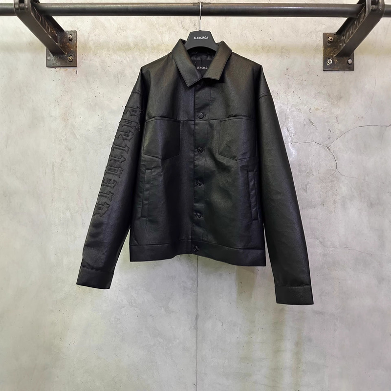 B-brand high-end Paris 26 new model single-breasted drop-shoulder sleeve leather jacket, unisex oversized loose jacket B-brand high-end Paris 26 new model single-breasted drop-shoulder sleeve leather jacket, unisex oversized loose jacket