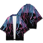 章鱼足图案3D印花日本和服 男式开衫cosplay原宿浴衣时尚羽织上衣