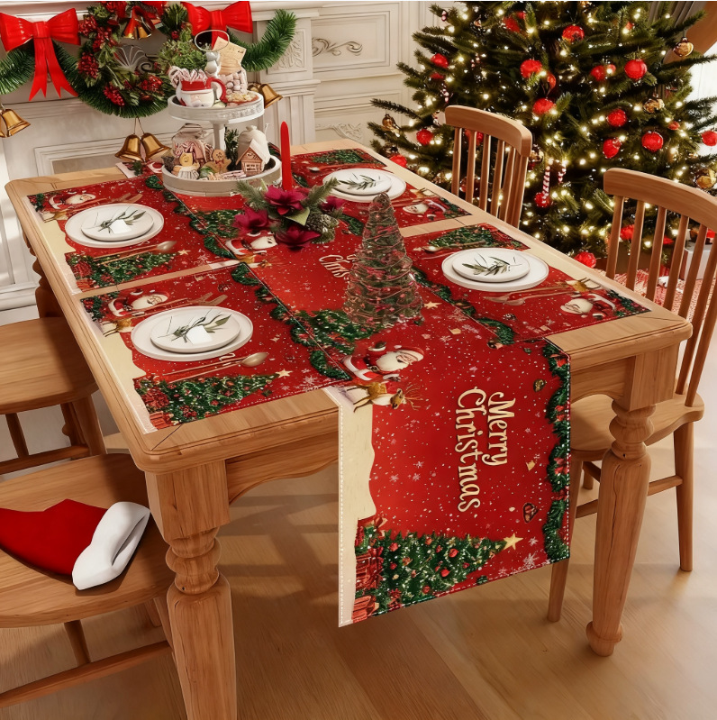 Nuevo conjunto de toallas de mesa transfronterizas de Navidad decoración de mesa Bandera de mesa Bandera de mesa Amazon 2026