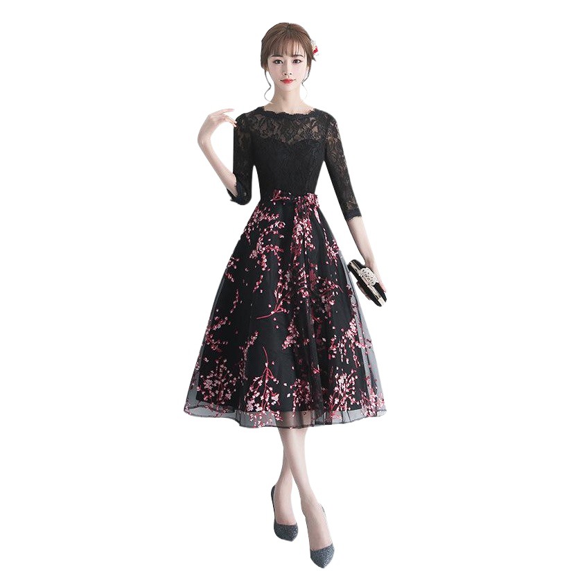 Vestido de Noche 2025, Nuevo Vestido de Banquete Otoñal, Vestido de Fiesta de Reunión Anual, Vestido Mini Elegante y Digno para Mujer