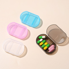 卸売りのミニ携帯3格の小さい薬の箱はふたを開けて透明な収納の箱のプラスチックを分けて薬の箱を詰めてロゴを印刷することを支持します。