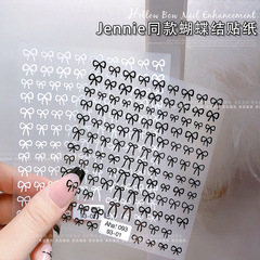 jennie同款蝴蝶結鑲鑽美甲貼紙ins乳白黑金銀紅少女心簡約裝飾品