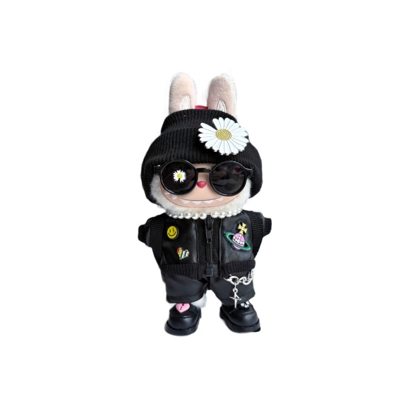 GD同款潮牌labubu娃衣皮衣套装一二三代通用雏菊墨镜帽子衣服皮裤|undefined