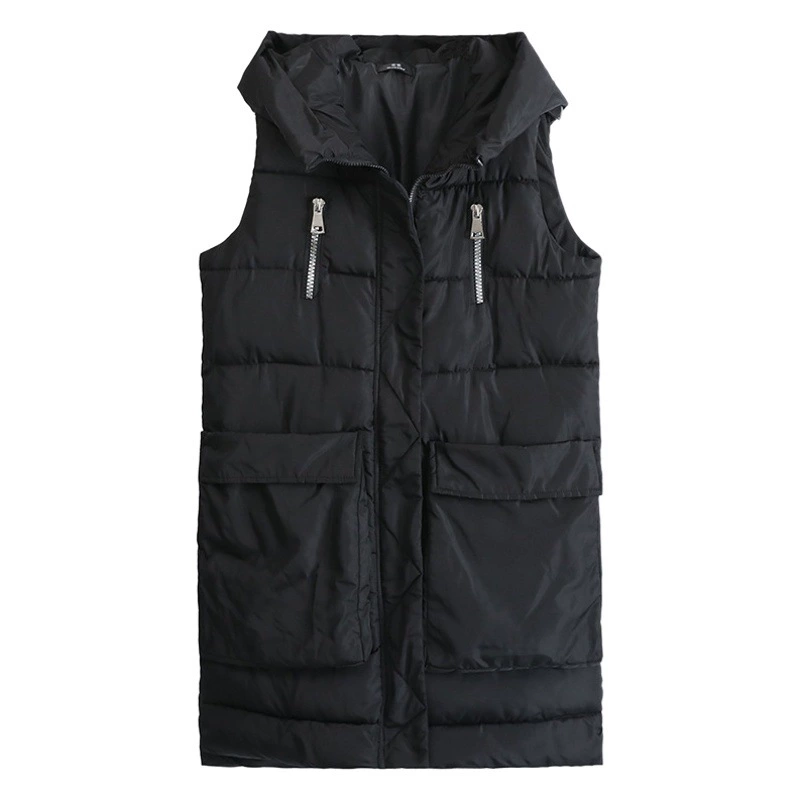 1626 хлопок жилет черный карман женщин атмосферный Простой моды бюст 150 Корейский плюс размер 300 кг носимых