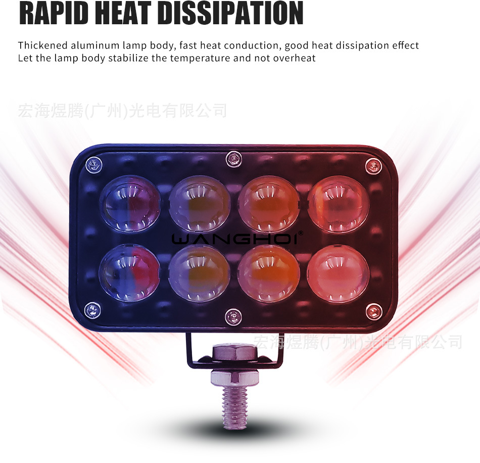 Universal work light for cars and motorcycles, ultra-bright external motorcycle spotlight, modified dual-row 8-bead lens motorcycle light