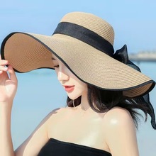 沙滩草帽子女夏天海边出游大帽檐防晒遮阳度假百搭大沿凉帽太阳帽