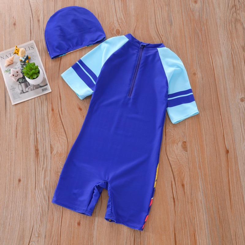 Nuevo traje de baño para niños, traje de baño para niños de una pieza para niños de mediana edad, traje de baño de pingüino pequeño de dibujos animados del tesoro para hombres, protector solar UPF50